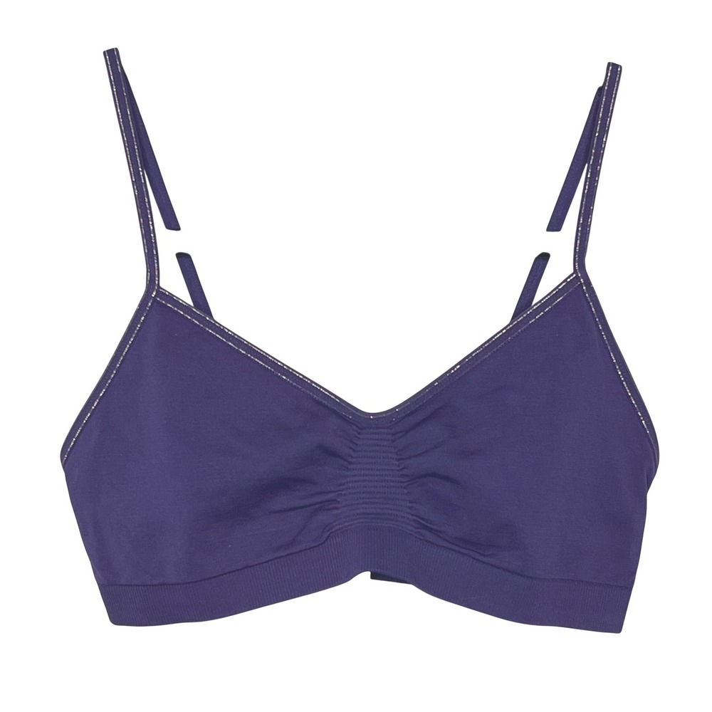 Fabletics NEW Hudson Seamless Shine Bralette Plum Purple Small Adjustable Straps